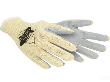 PIP Seamless Knit ATA Boar Hog Glove, ANSI Cut Level A6, Split Cowhide Leather Palm